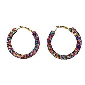 Pierced Earrings Hoop 2.25 Handmade Artisan